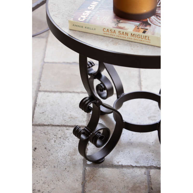 San Cristobal 24" Round Side Table, Canyon Taupe, Graphite