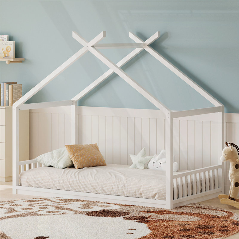 Structure de lit Montessori Style House, Double, Blanc