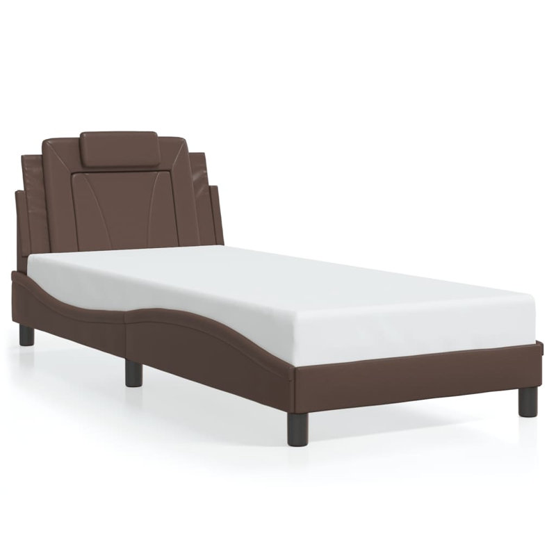 Base de lit vidaXL en simili cuir brun 31,5 "x 78,7" vidaXL, Brun foncé, Simple