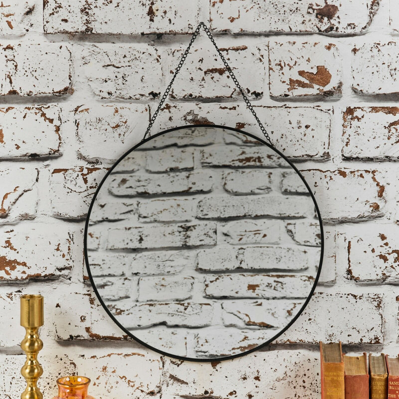 Adalheida Metal Flat Wall Mirror, Black