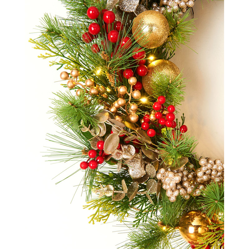 Pre-Lit Berry Mixed Tip Wreath
