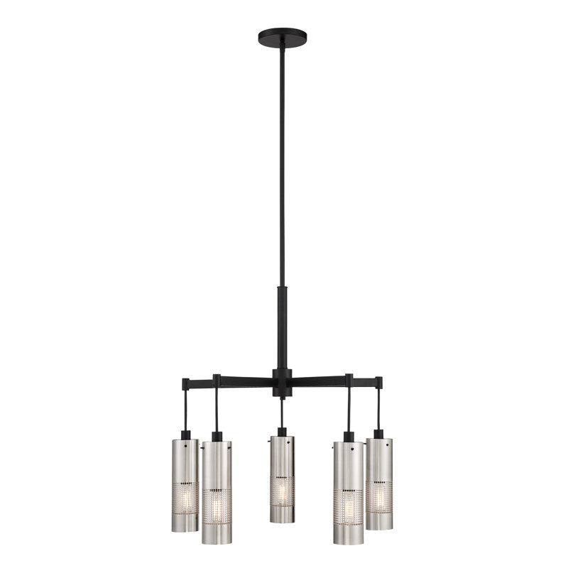 Coal and Brushed Nickel 5-Light Cylinder Chandelier