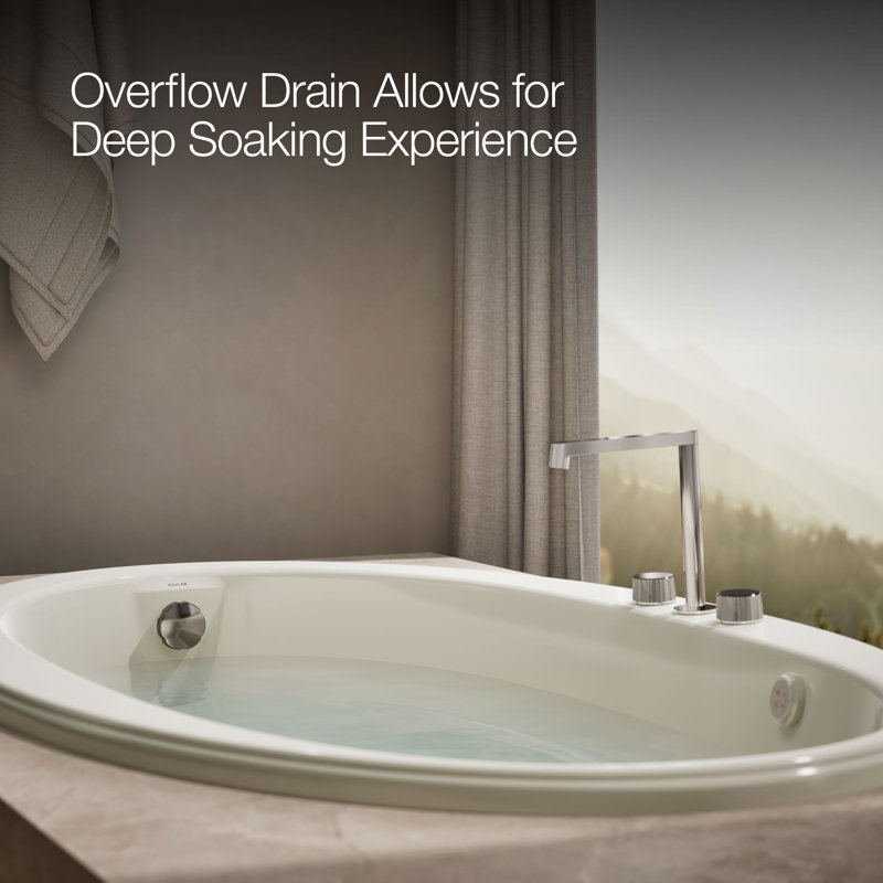 Sunward 66-In X 42-In Heated Bubblemassage Air Bath With Bask, Reversible Drain, Biscuit