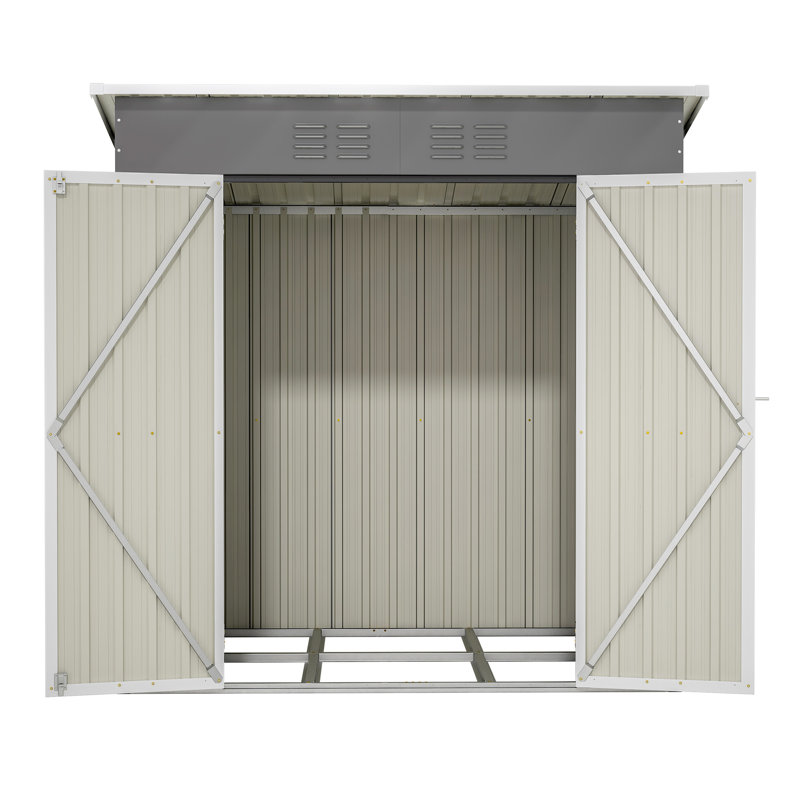 6 ft x 4 ft Gray Galvanized Steel Outdoor Storage Shed