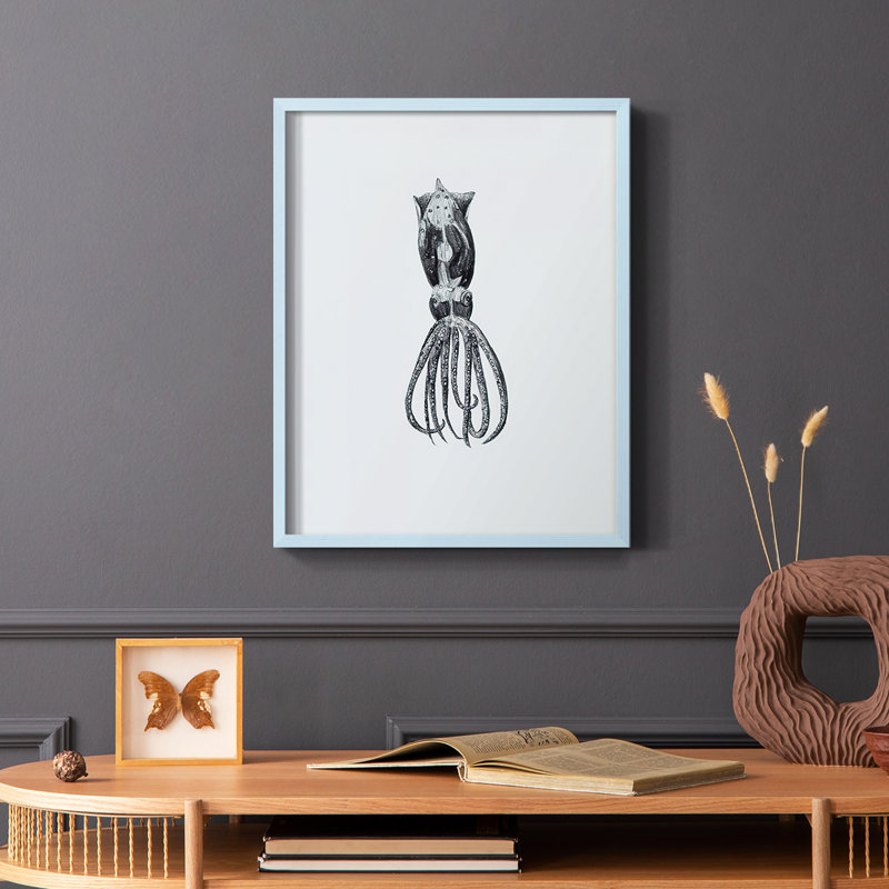 Marine Life III, reproduction encadrée - bois massif, Bleu, H 10 po x l 8 po