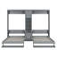 Lits simples escamotables doubles avec armoires et tablettes, gris