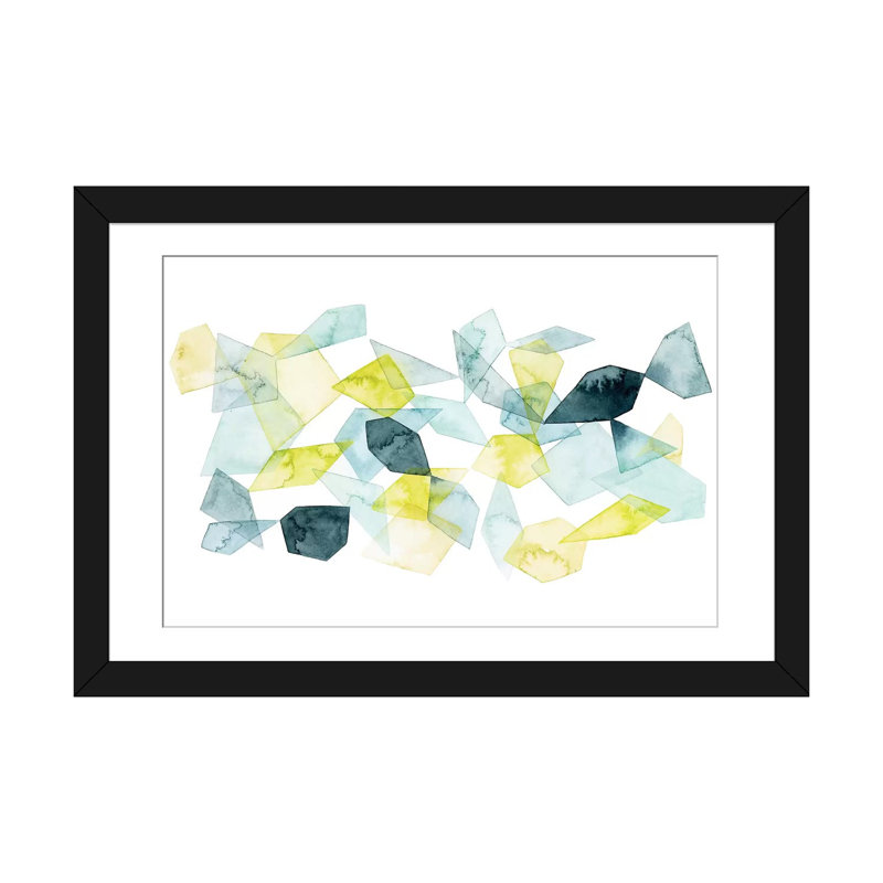 « mer abstract abstract i », impression sur toile, Papier d'art encadré noir, H 16 po x l 24 po x P 1 po, Blanc