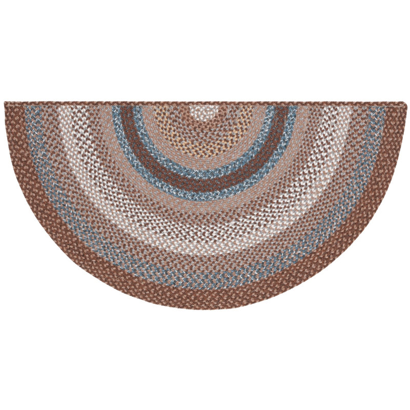 Liptak Braided Hand Woven Performance Machine Washable Geometric Indoor/Outdoor Area Rug, Half Moon 2' x 4'