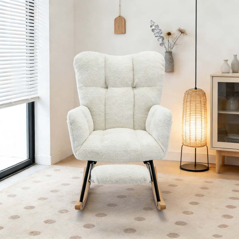 Chaise berçante Teddy, Ivory-Footstool
