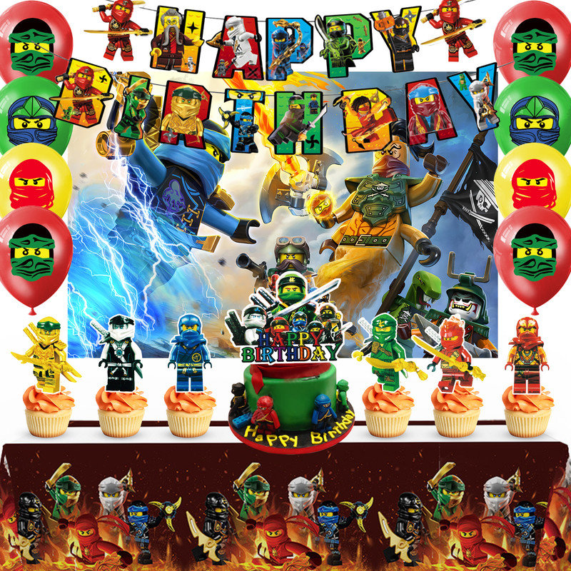 Ensemble de 28 décorations de fête d'anniversaire Ninja pour enfants, 28 pièces