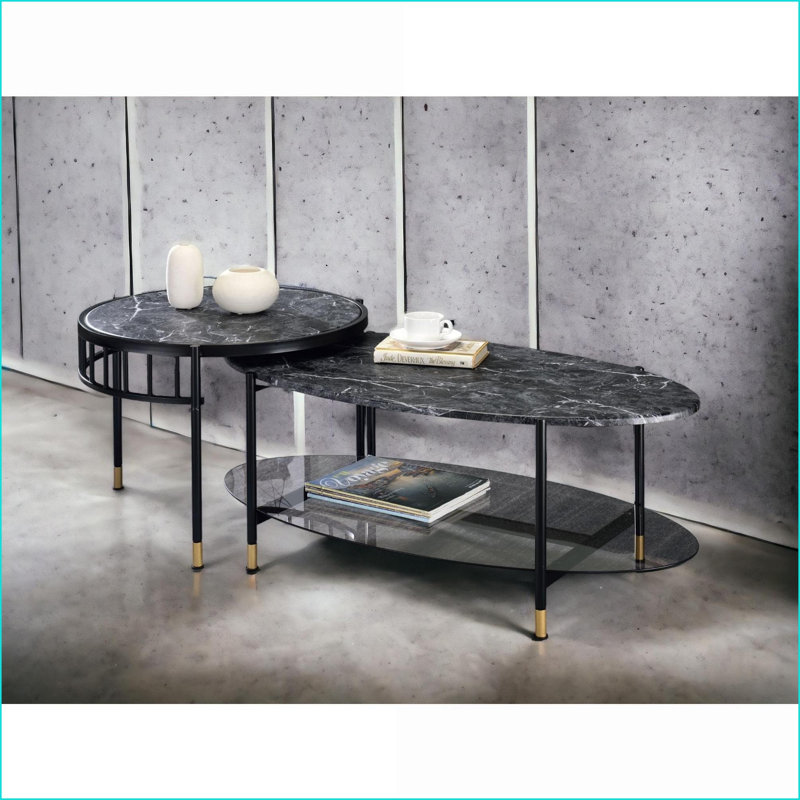 Table basse gigognes 2 pièces avec plateau inférieur Conception peu encombrante