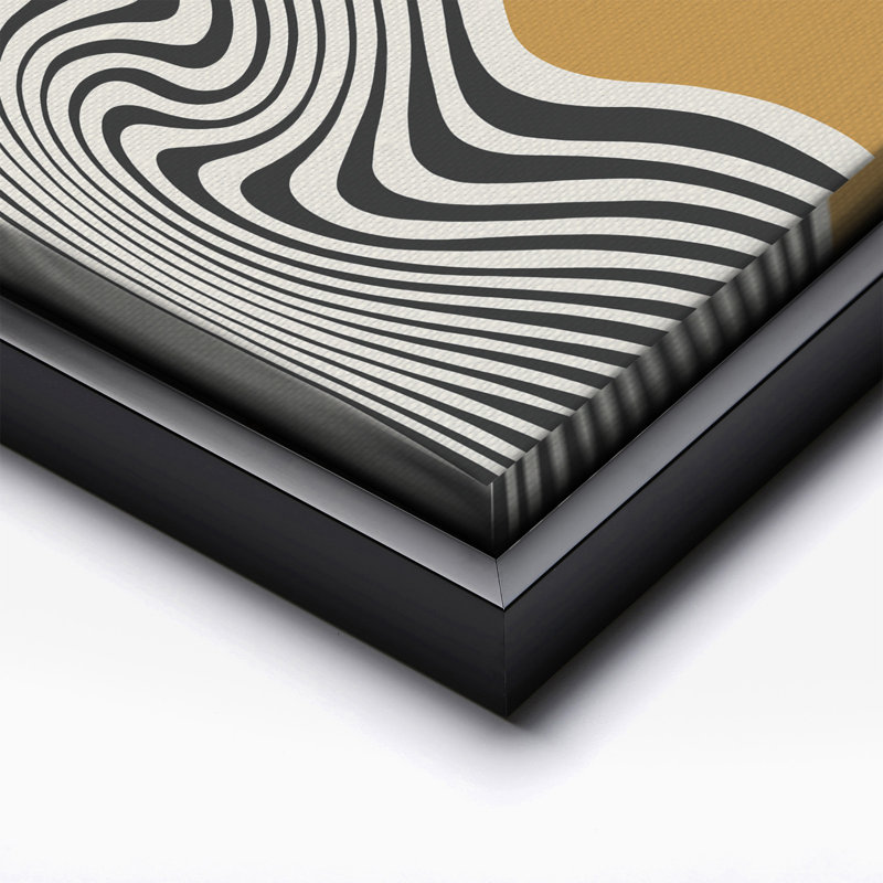 Lignes ondulées du Bauhaus, Cadre noir, Canevas, H 11 po x l 14 po