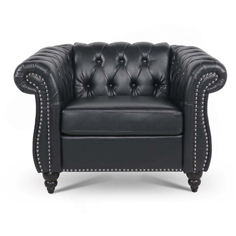 Fauteuil d'appoint l 39 po Chesterfield, Noir