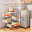5-Tier Rotating Kitchen Storage Cart – Thickened Carbon Steel Organizer with Wheels, Top Lid & Rotating Fruit/Vegetable Basket – No Assembly – Black-133653923
