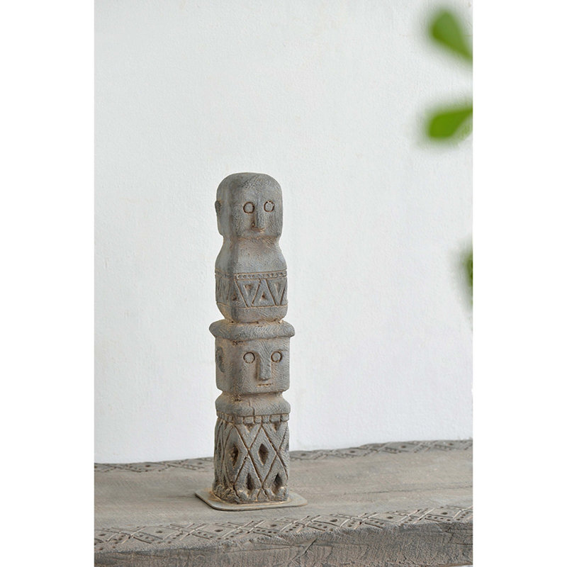 Décor de tribu ancienne 3,5 x 3,5 x 15,7 po, décoration de jardin intérieur / extérieur