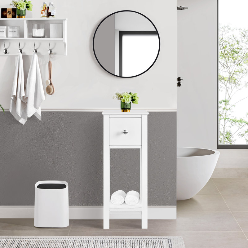 1 Drawer Bedside Table  with Shelf Sleek and Functional Nightstand, White