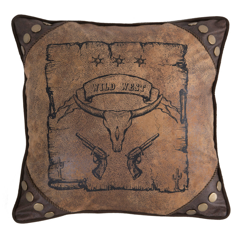 Wild West Faux Leather Throw Pillow