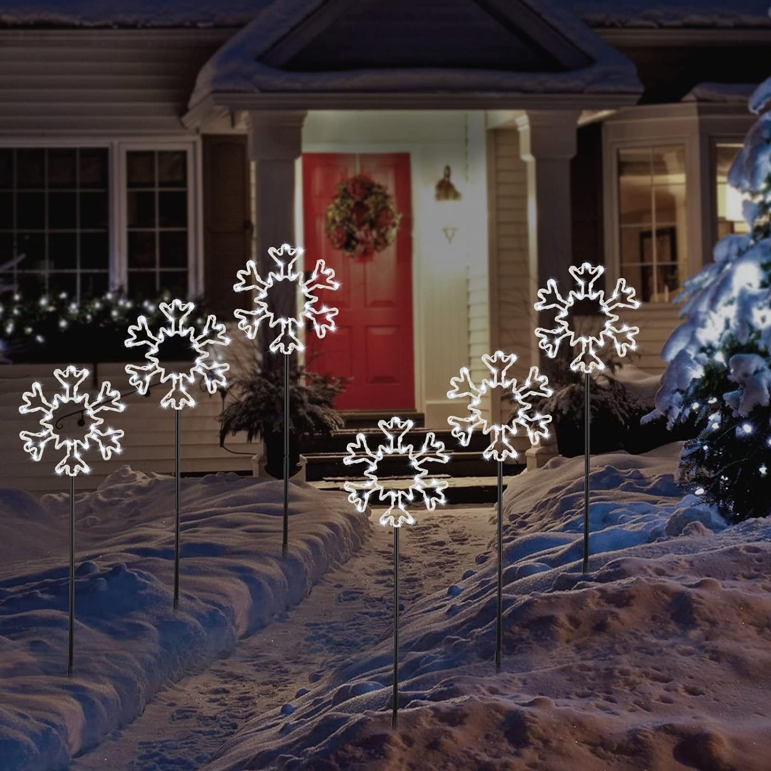 Rubbermaid Snowflakes Christmas Pathway Lights Outdoor, 10 Large Snowflakes Christmas