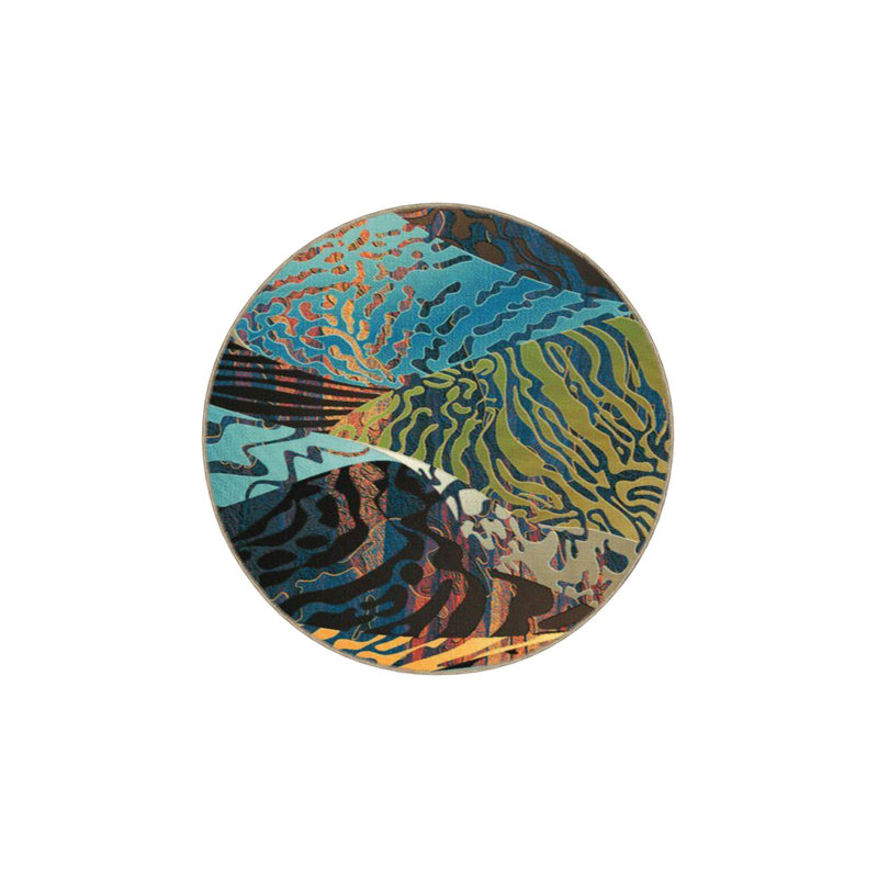 Tapis lavable moderne à motifs colorés, Sous-tapis rond 3 pi 3 po inclus