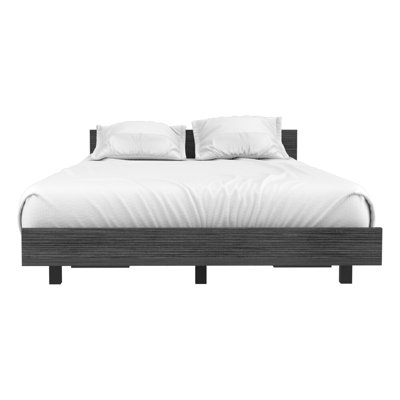 Base de lit simple Kaia, tête de lit - chêne Smokey