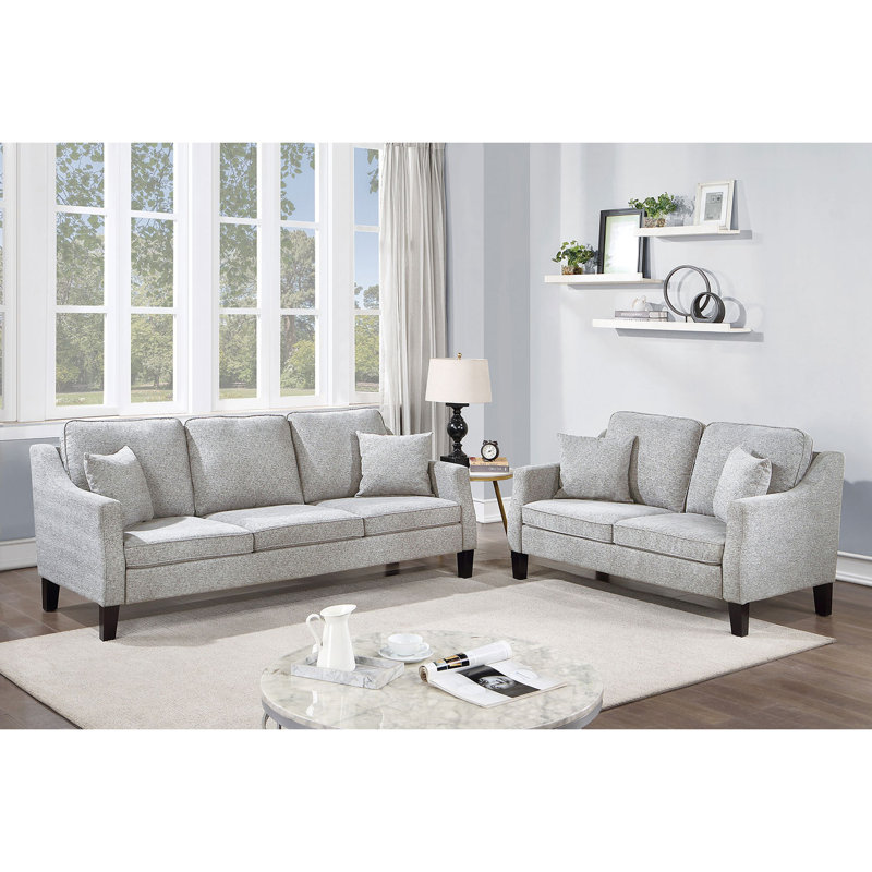 Ensemble de canapé en chenille 2 pièces Tavone, Gris chenille