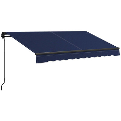Auvent de patio rétractable en polyester l 98,5 po x P 59 po Outsunny