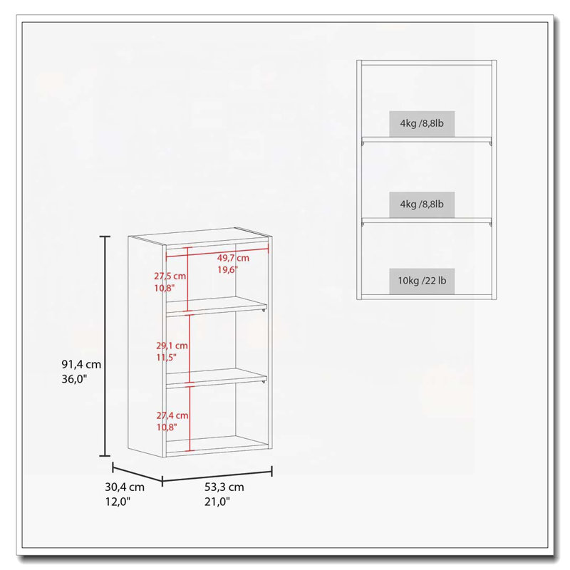 Armoire murale blanche avec rangement ouvert, Blanc
