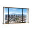 Vue de paysage urbain à travers une fenêtre avec rideaux Z251225161612195252-453020963