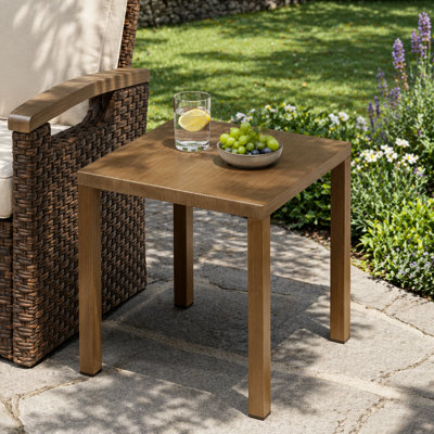 Table d'appoint d'extérieur en acier, petite table de bout carrée pour terrasse