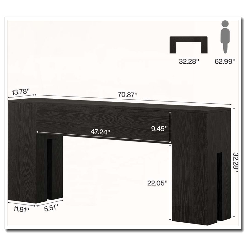 Console Table,Wooden Hallway Table, Black
