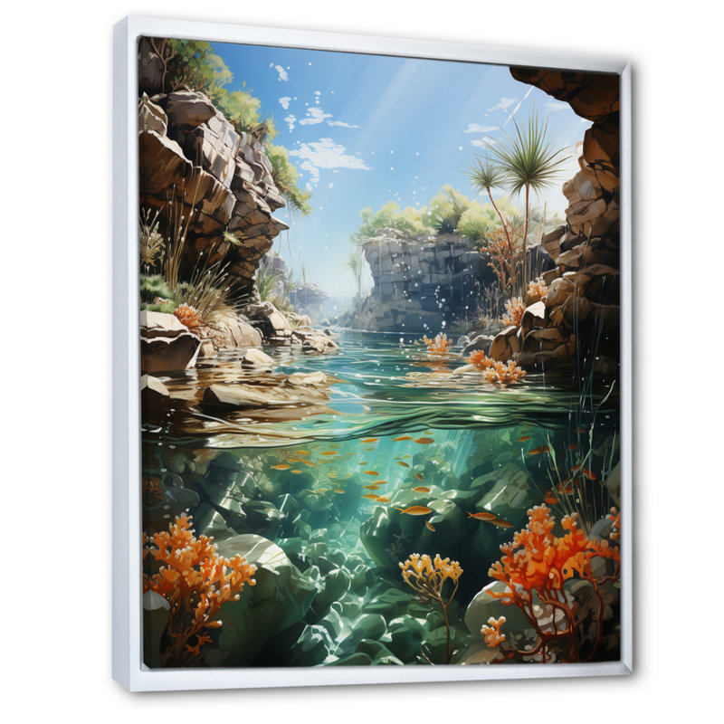 «Underwater Beach Photo I», reproduction sur toile, L 34 po x H 44 po, Cadre flottant blanc