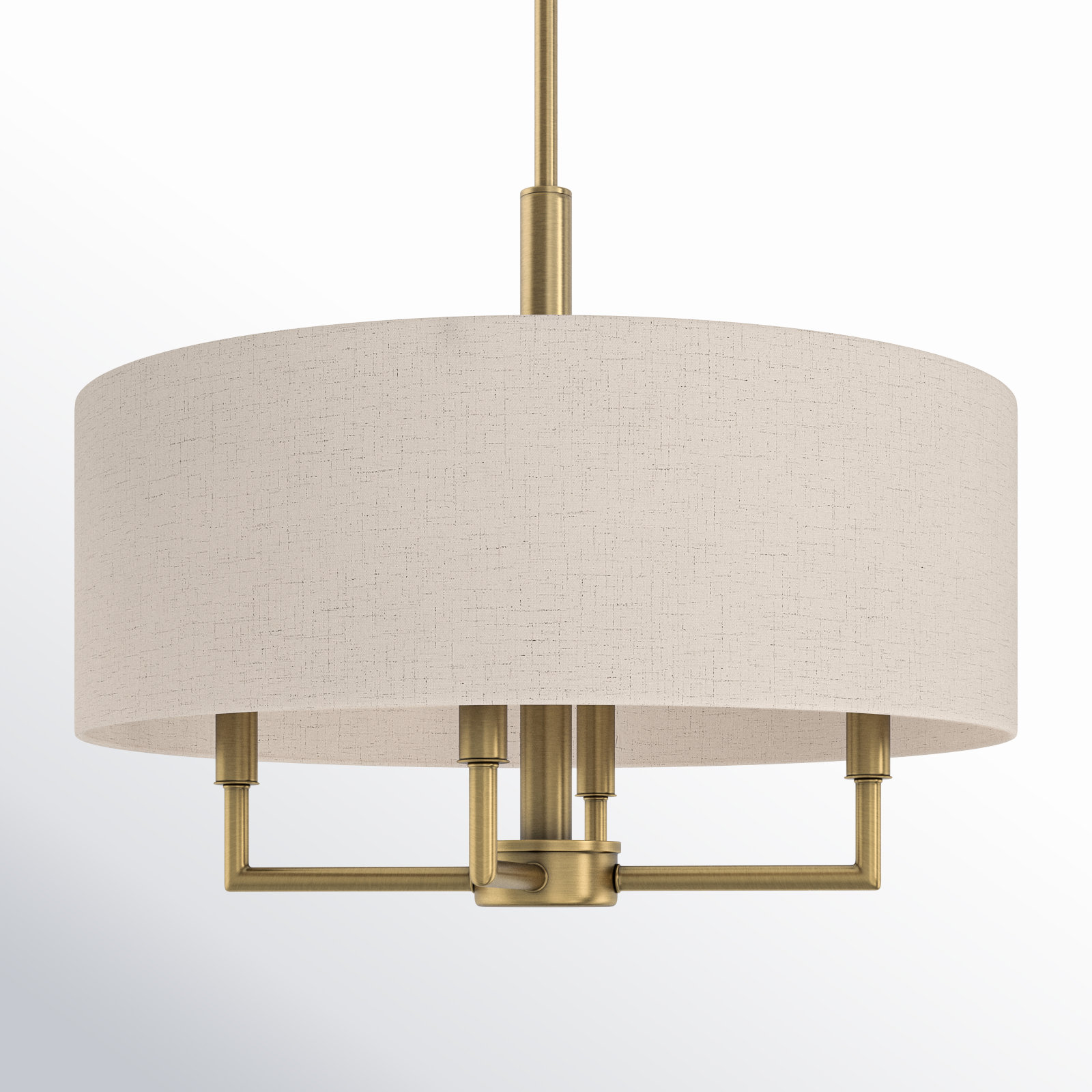 Flaire 4-Light Dimmable Shaded Drum Chandelier, Antique Brass