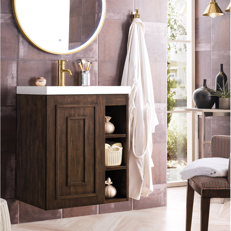 Meuble-lavabo simple l 24 po d'Alicante, Acacia mid-Century
