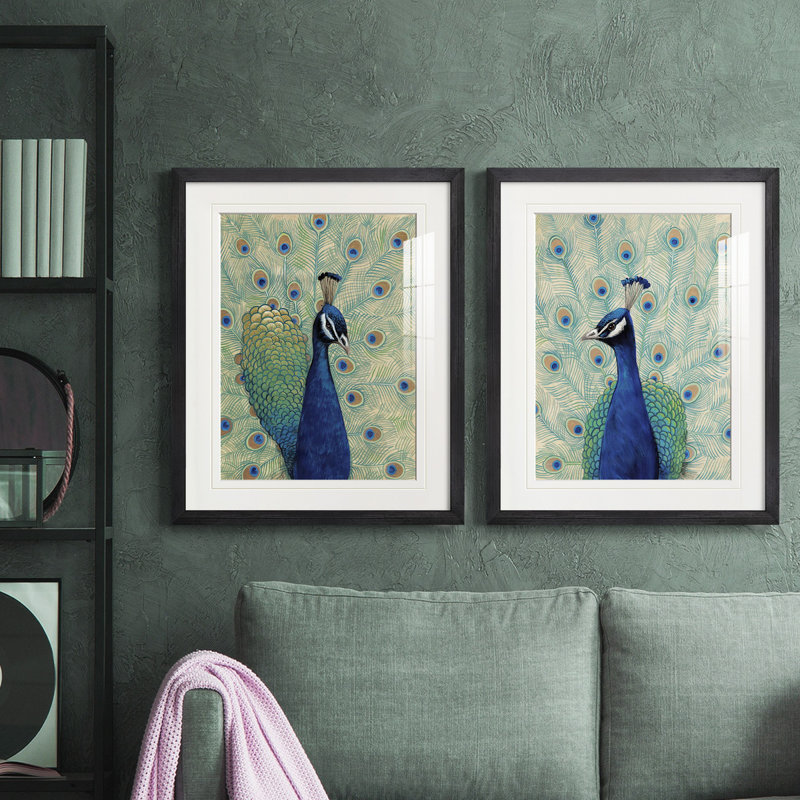 «Blue Peacock I», reproduction encadrée de qualité supérieure - prête à être accrochée