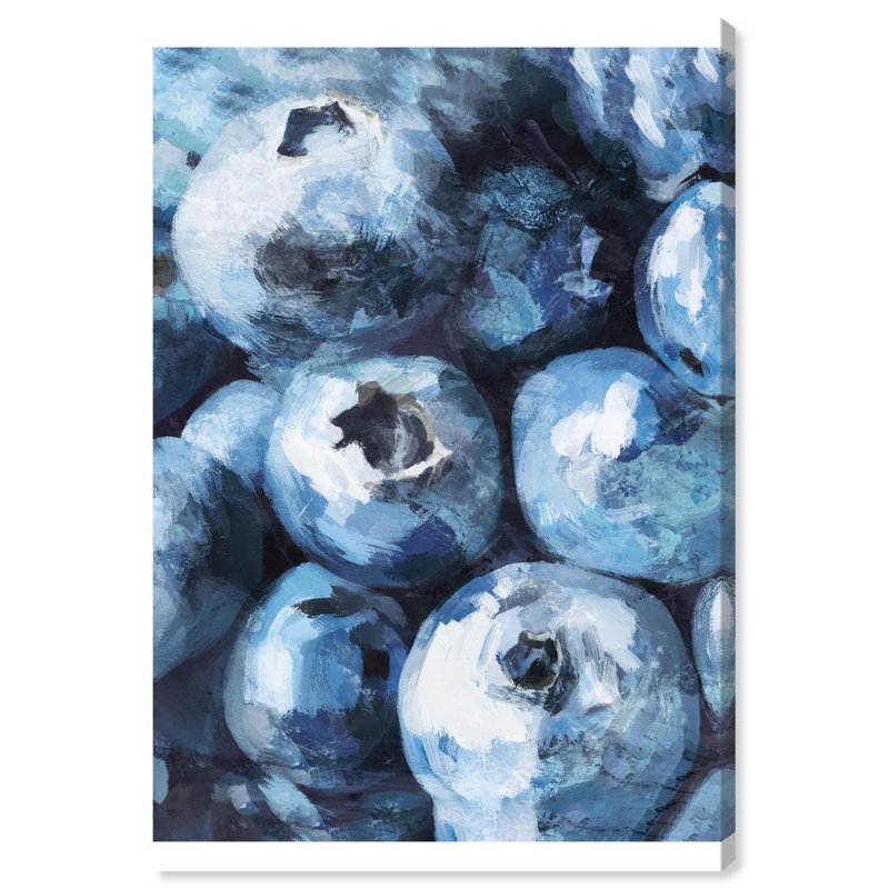 «Blueberries in Summer Blue Decor» par Art Remedy, H 16 po x l 20 po, Toile tendue avec châssis
