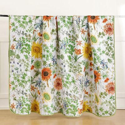3 Pieces Sunflower Botanical Floral Quilt Set All-Season Bedding Coverlet Set