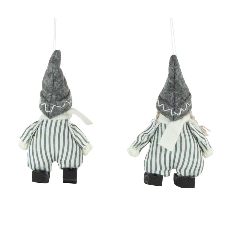 Ornements de Noël en peluche gris et blanc