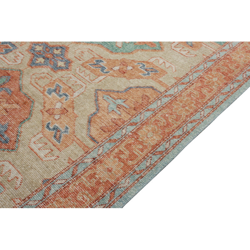Distressed Homage Hand Knotted Wool Geometric Area Rug, Rectangle 10' x 14'