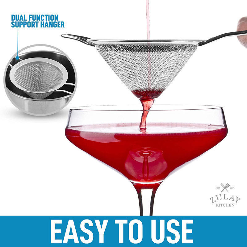 Silver Stainless Steel Fine Mesh Cocktail Strainer