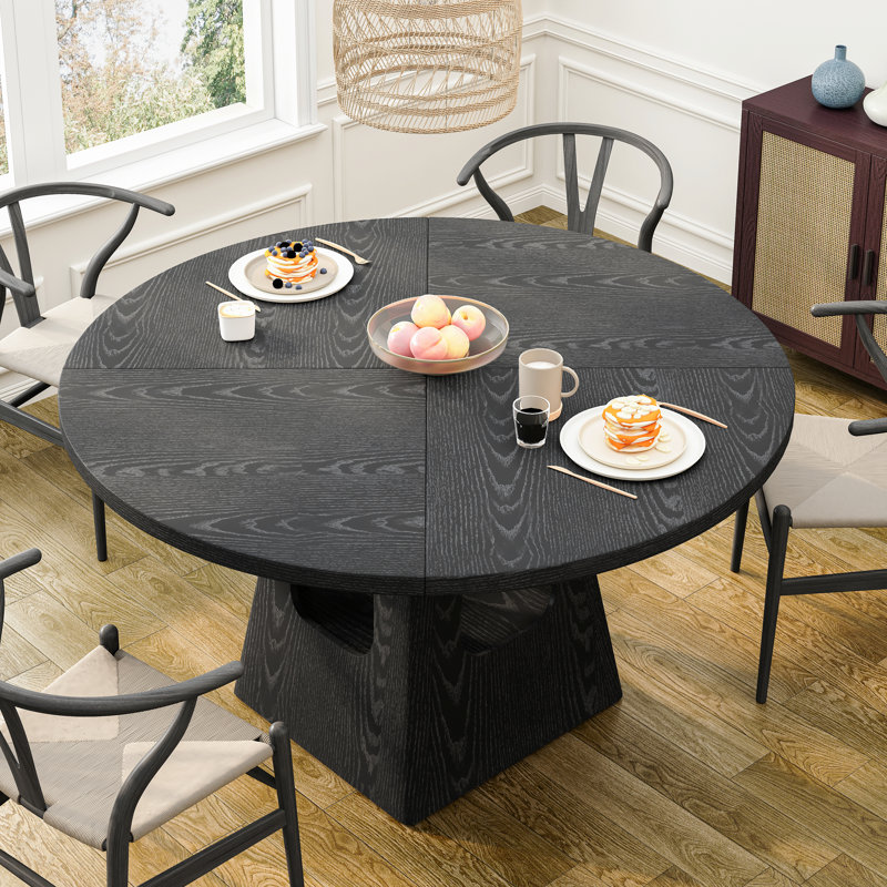 Table de salle à manger ronde 47 pouces pour 4 à 6 personnes, Noir