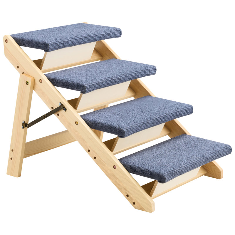 Escaliers en bois pour animaux de compagnie, 4, charge de 150 lb, chiots d'escalade pliables et confortables
