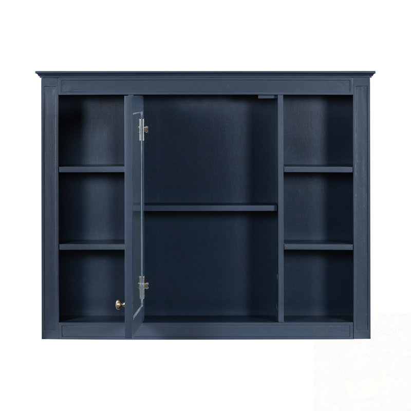 Armoire de rangement murale avec porte miroir, Bleu