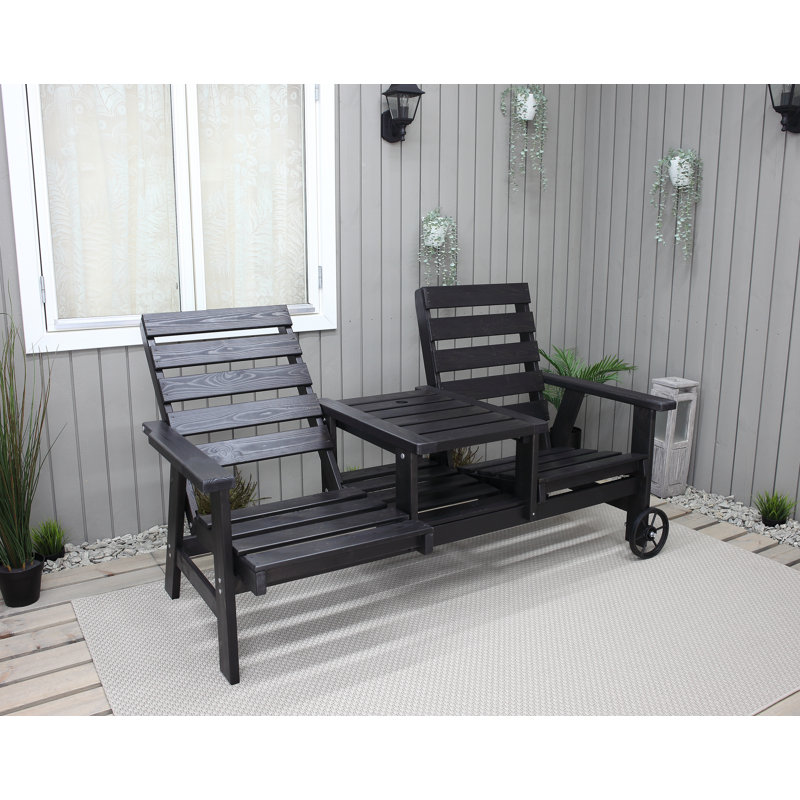 Martyna Solid Wood Pine Outdoor Bench, Black