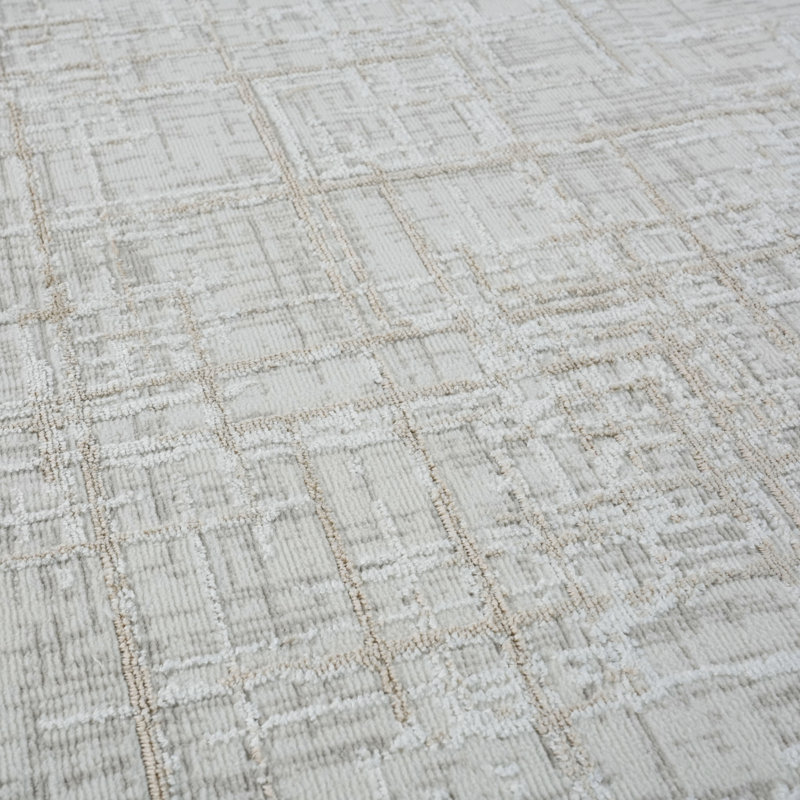 Farley Gray & Beige Striped High-Low Modern Rug, Gray/Beige, 2'6" x 8'0"