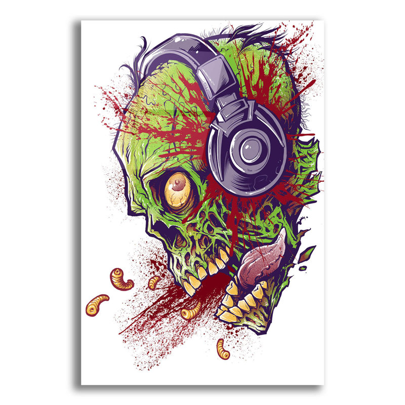 Zombie avec casque sur plastique / acrylique par Flyland Designs Print, H 16 po x l 12 po x P 0,13 po