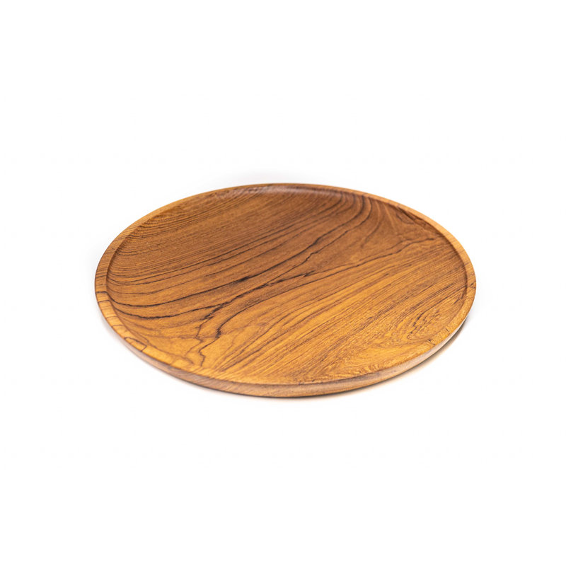 Round Teak Wood Plate - Large