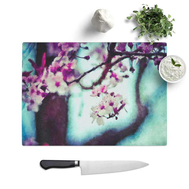 Cherry Blossom Flowers Vol.10 Painting Chopping Board, 0.4cm H x 20cm W x 28.5cm L