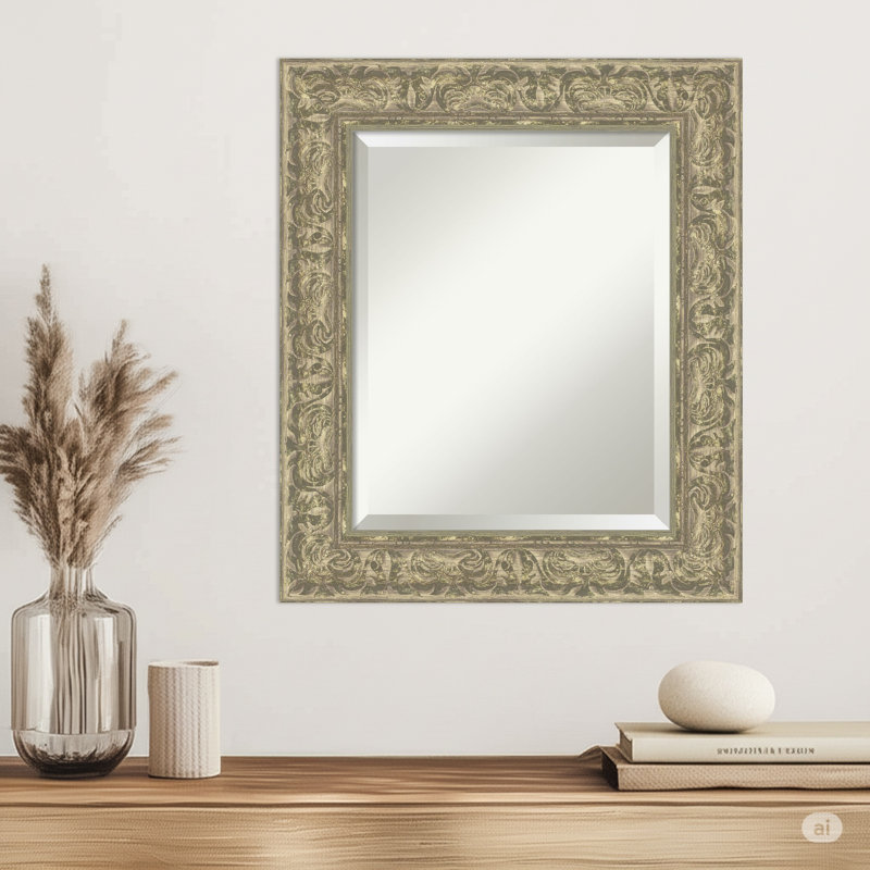 Miroir mural Luxe, 26,75 po x 22,75 po, Argent antique