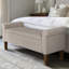 Banc de rangement avec grand plateau de rangement rabattable, roulé, tissu à 100%, structure en bois massif, pieds à finition noyer moyen, l 46 po x P 17,5 po H 22 po, mécanisme de coffre rembourré en mousse d'une capacité de 400 lb, H 22 po