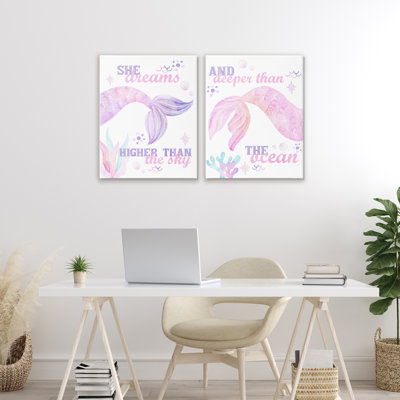 Ensemble de 2 toiles Mermaid Dreams Ocean & Sky, design par Kim Allen